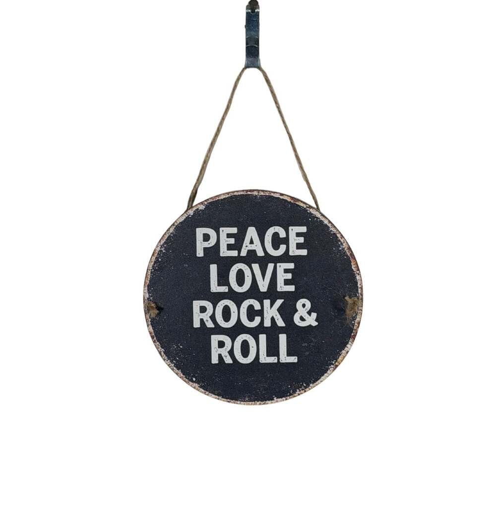 60’s Hippie Wooden Road Sign “ peace, love, rock ‘n’ roll” 6” Inch
